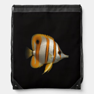 Black 4 Luxe Drawstring backpack, Butterflyfish Drawstring Bag