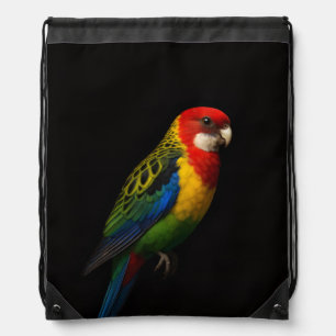 Black 4 Luxe Drawstring backpack, Eastern Rosella Drawstring Bag