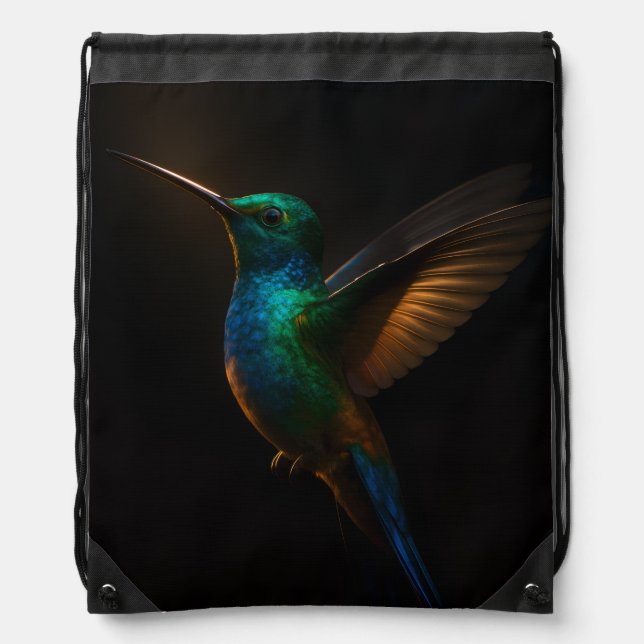 Black 4 Luxe Drawstring backpack, Flying Bird Drawstring Bag (Front)