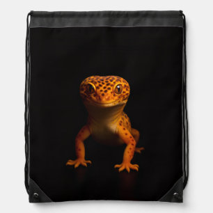 Black 4 Luxe Drawstring backpack, Leopard Gecko Bag