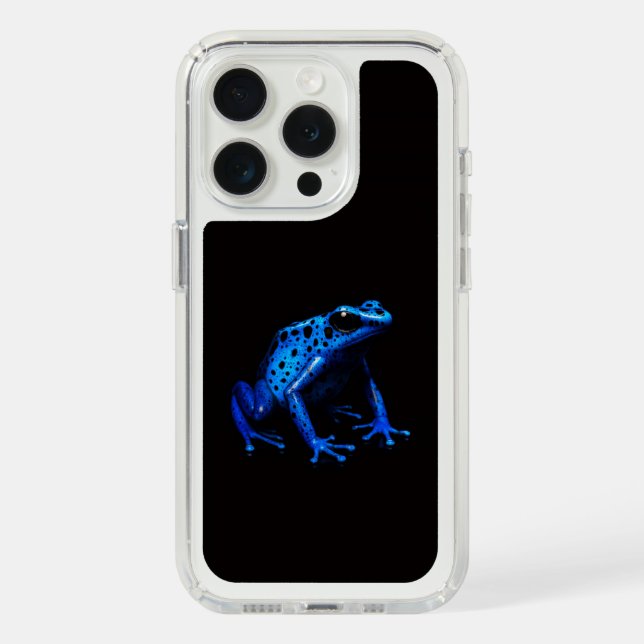 Black 4 Luxe, Electric Blue Tropical Frog Speck iPhone Case (Front (White Titanium))