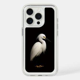 Black 4 Luxe, Elegant Snowy Egret iPhone 15 Pro Case