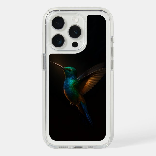 Black 4 Luxe, Flying Hummingbird Speck iPhone Case (Front (White Titanium))