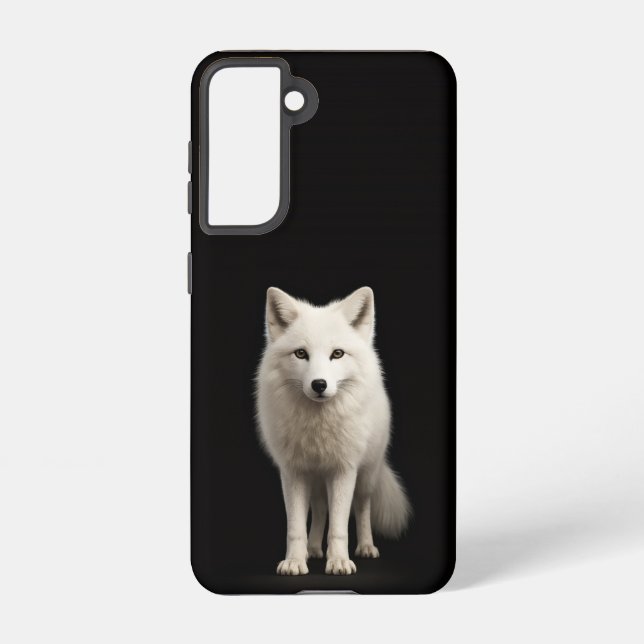 Black 4 Luxe  Galaxy S21 Case, Ivory Arctic Fox Samsung Galaxy Case (Back)