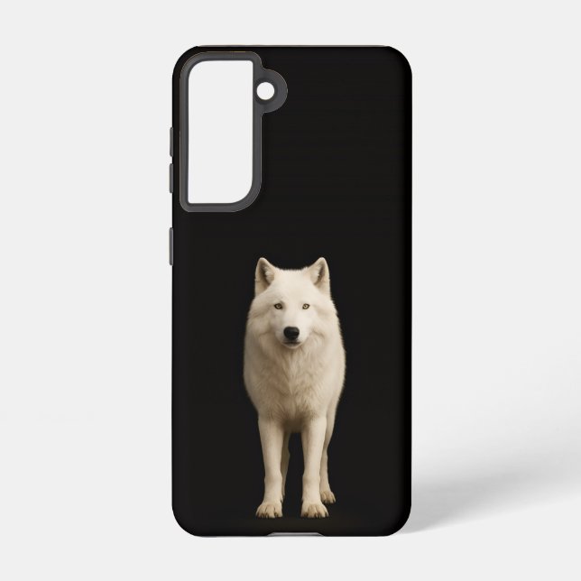 Black 4 Luxe  Galaxy S21 Case, Ivory Arctic Wolf Samsung Galaxy Case (Back)