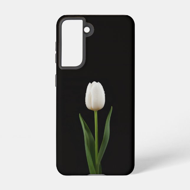 Black 4 Luxe  Galaxy S21 Case, Pearl White Tulip Samsung Galaxy Case (Back)