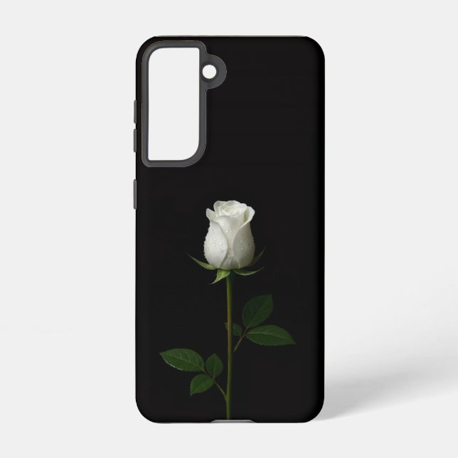 Black 4 Luxe  Galaxy S21 Case, Pure White Rose Samsung Galaxy Case (Back)