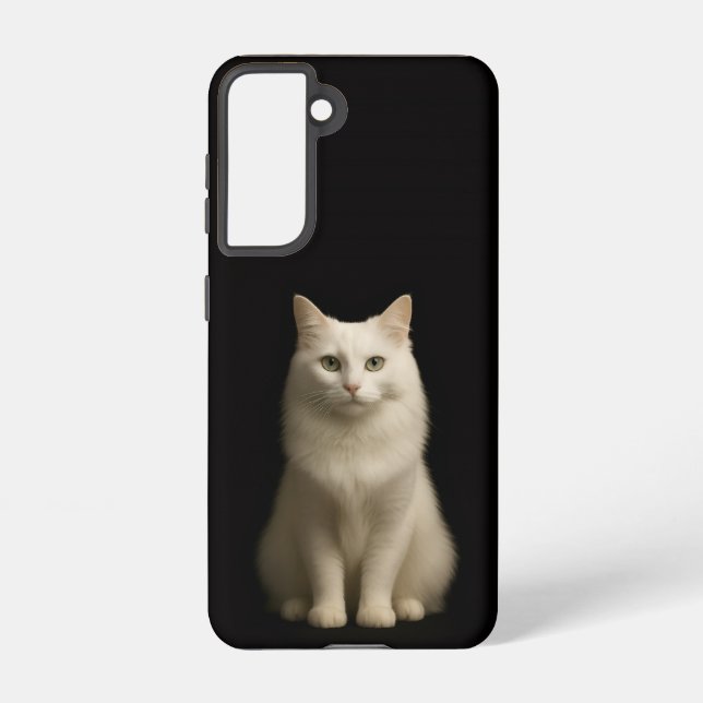 Black 4 Luxe  Galaxy S21 Case, Turkish Angora Cat Samsung Galaxy Case (Back)