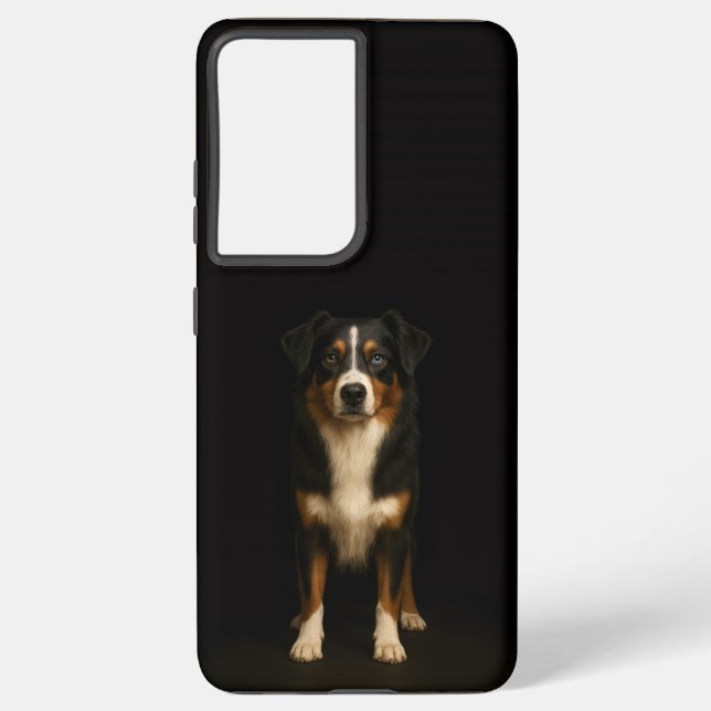Black 4 Luxe Galaxy S21 Plus, Aussie Shepherd Samsung Galaxy Case (Back)