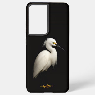 Black 4 Luxe Galaxy S21 Plus, Elegant Snowy Egret Samsung Galaxy S21+ Case