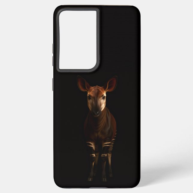 Black 4 Luxe Galaxy S21 Plus, Forest Okapi Samsung Galaxy Case (Back)
