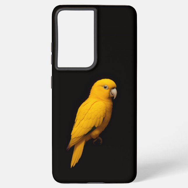 Black 4 Luxe Galaxy S21 Plus, Golden Parakeet Samsung Galaxy Case (Back)