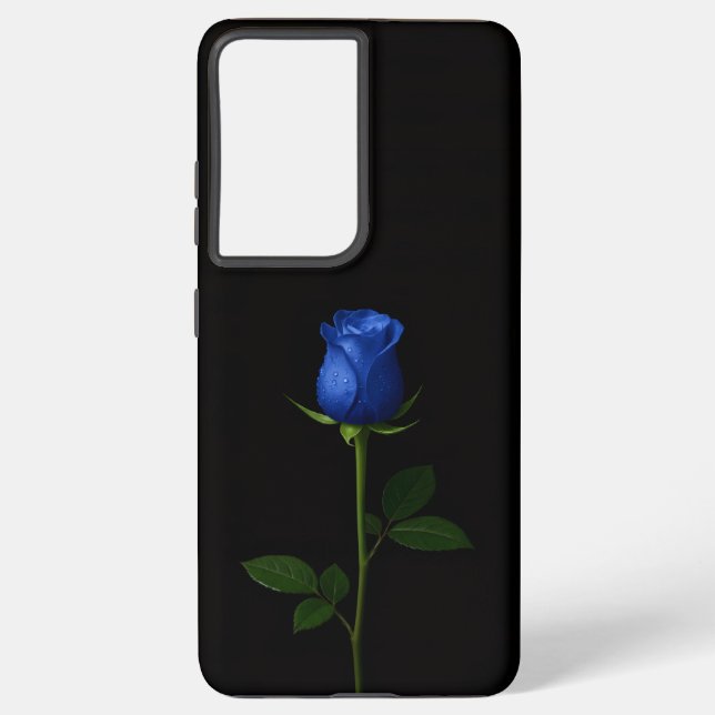 Black 4 Luxe Galaxy S21 Plus, Midnight Blue Rose Samsung Galaxy Case (Back)