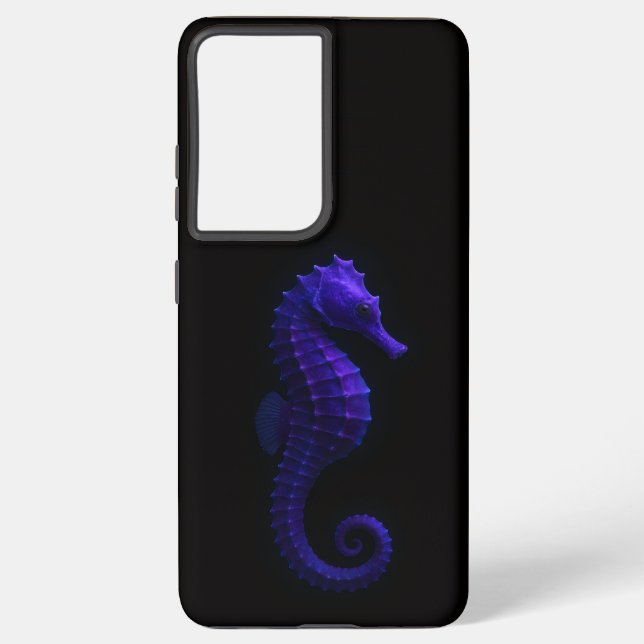Black 4 Luxe Galaxy S21 Plus, Violet Seahorse Samsung Galaxy Case (Back)
