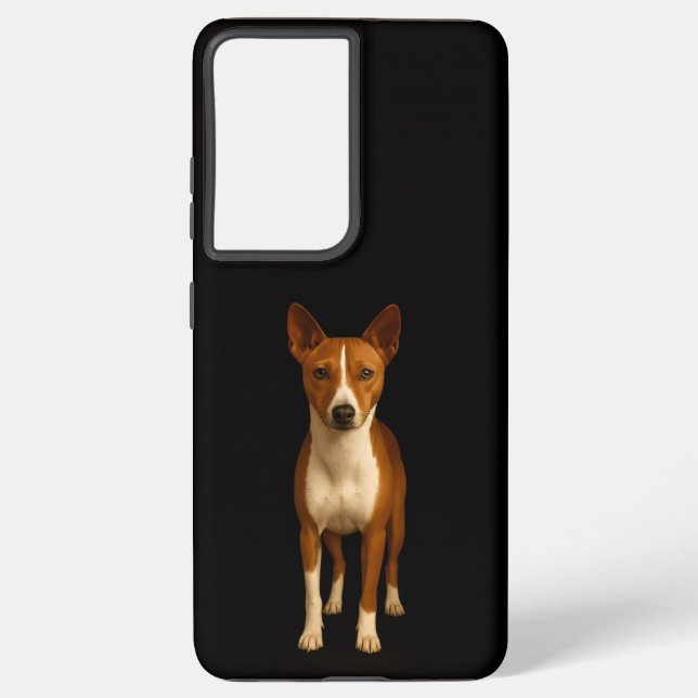 Black 4 Luxe Galaxy S21 Ultra, Classy Basenji Dog Samsung Galaxy Case (Back)