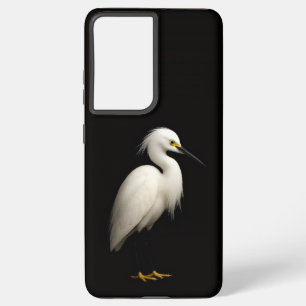 Black 4 Luxe Galaxy S21 Ultra, Elegant Snowy Egret Samsung Galaxy S21 Ultra Case