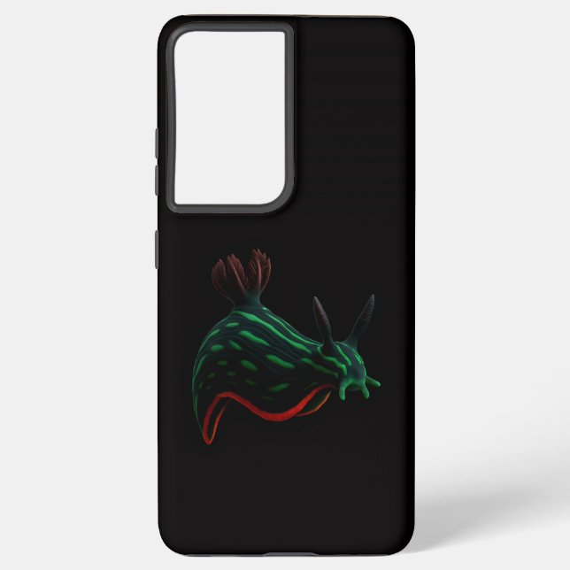 Black 4 Luxe Galaxy S21 Ultra, Neon Sea Slug Samsung Galaxy Case (Back)
