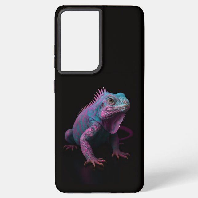 Black 4 Luxe Galaxy S21 Ultra, Pink Iguana Samsung Galaxy Case (Back)