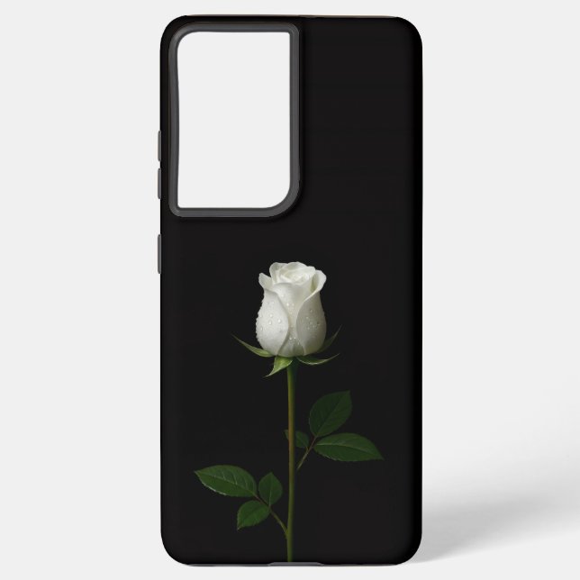 Black 4 Luxe Galaxy S21 Ultra, Pure White Rose Samsung Galaxy Case (Back)