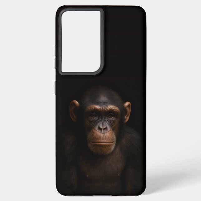 Black 4 Luxe Galaxy S21 Ultra, Serene Chimpanzee Samsung Galaxy Case (Back)