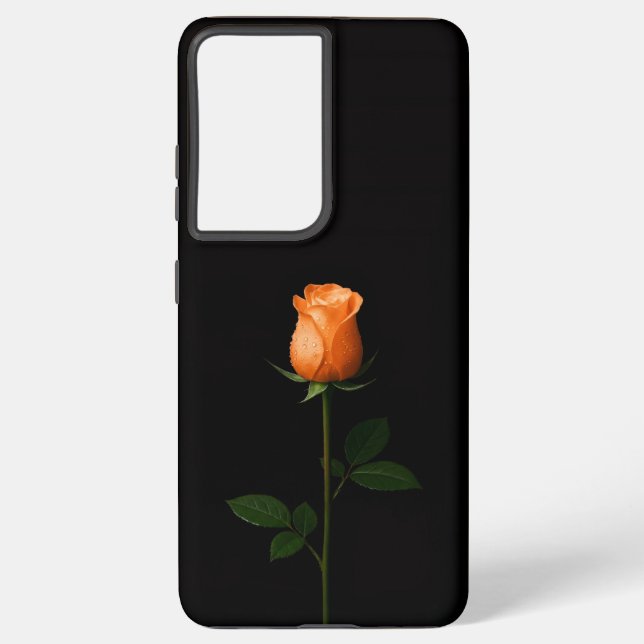 Black 4 Luxe Galaxy S21 Ultra, Sunset Orange Rose Samsung Galaxy Case (Back)