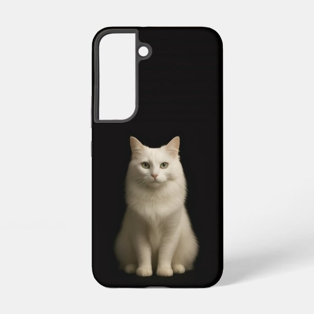 Black 4 Luxe Galaxy S22 Case, Turkish Angora Cat Samsung Galaxy Case (Back)