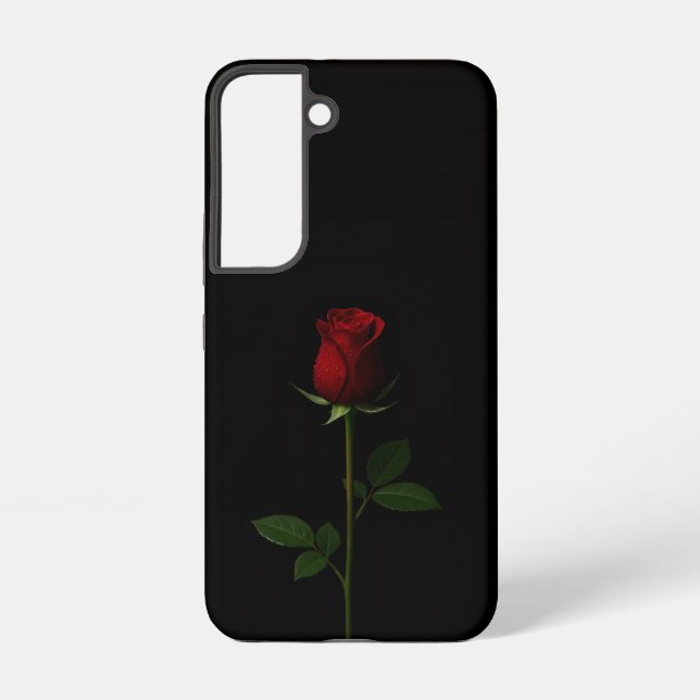 Black 4 Luxe Galaxy S22 Case, Velvet Red Rose Samsung Galaxy Case (Back)