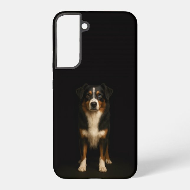 Black 4 Luxe Galaxy S22 Plus, Aussie Shepherd Samsung Galaxy Case (Back)