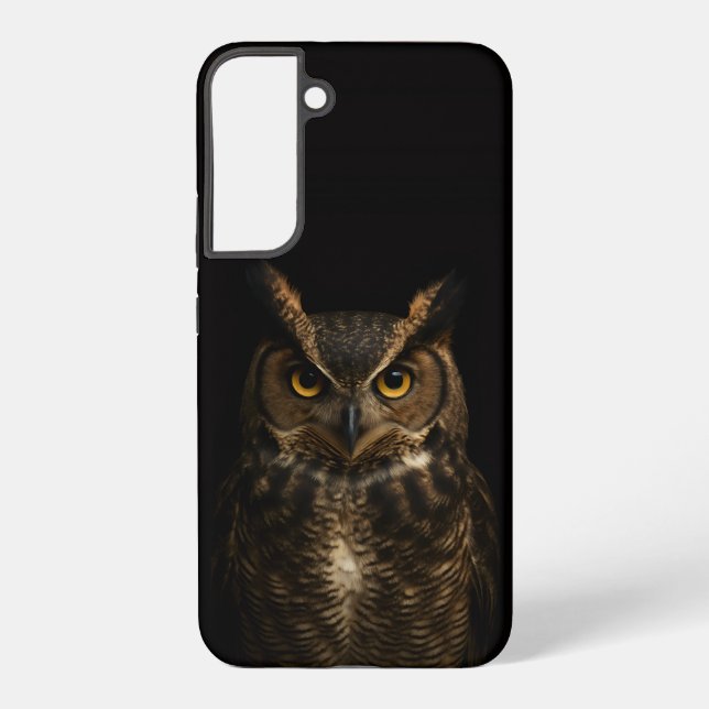 Black 4 Luxe Galaxy S22 Plus Case, Golden Eye Owl Samsung Galaxy Case (Back)