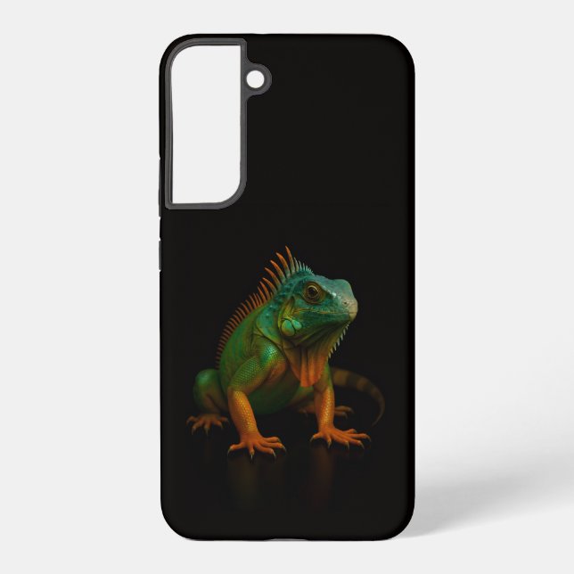 Black 4 Luxe Galaxy S22 Plus, Green Iguana Samsung Galaxy Case (Back)