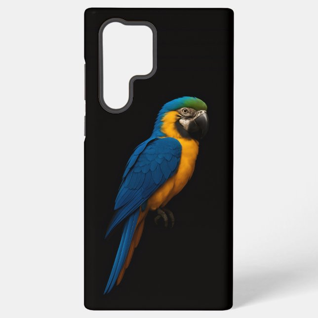 Black 4 Luxe Galaxy S22 Ultra, Blue Yellow Macaw Samsung Galaxy Case (Back)