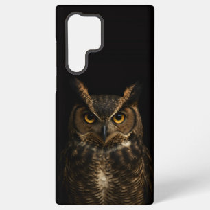 Black 4 Luxe Galaxy S22 Ultra Case, Golden Eye Owl Samsung Galaxy S22 Ultra Case