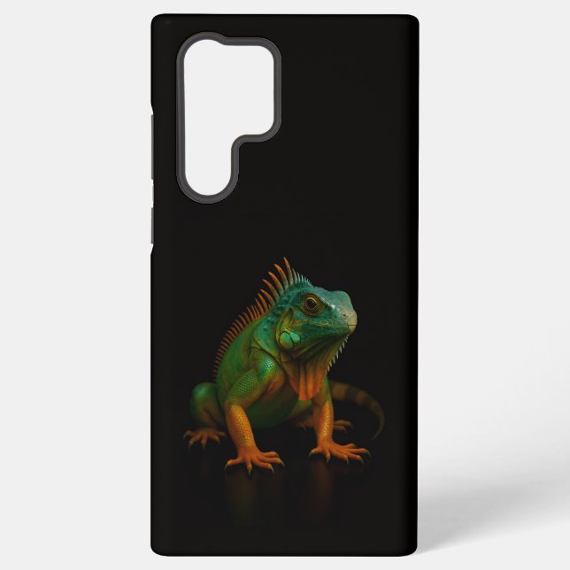 Black 4 Luxe Galaxy S22 Ultra, Green Iguana Samsung Galaxy Case (Back)