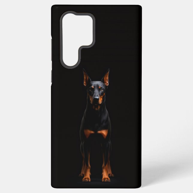 Black 4 Luxe Galaxy S22 Ultra, Guardian Doberman Samsung Galaxy Case (Back)