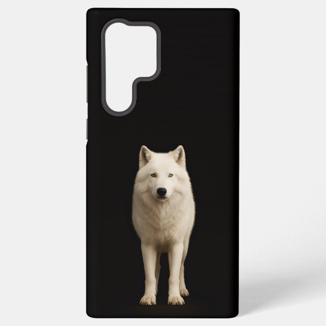 Black 4 Luxe Galaxy S22 Ultra, Ivory Arctic Wolf Samsung Galaxy Case (Back)