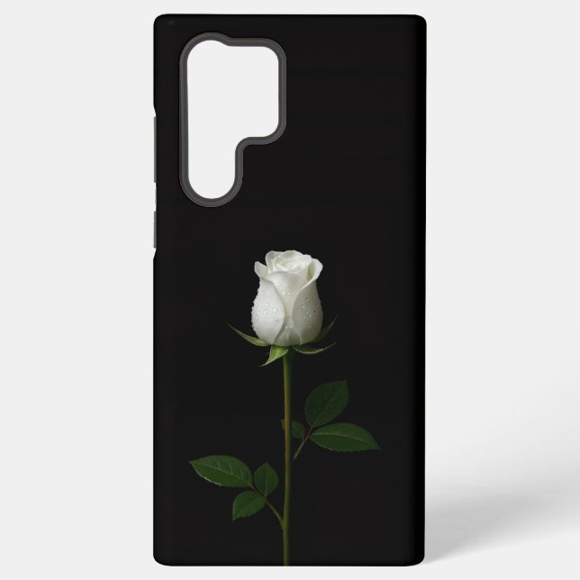 Black 4 Luxe Galaxy S22 Ultra, Pure White Rose Samsung Galaxy Case (Back)