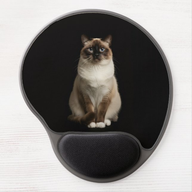 Black 4 Luxe Gel Mousepad, Birmanese Cat Gel Mouse Pad (Front)