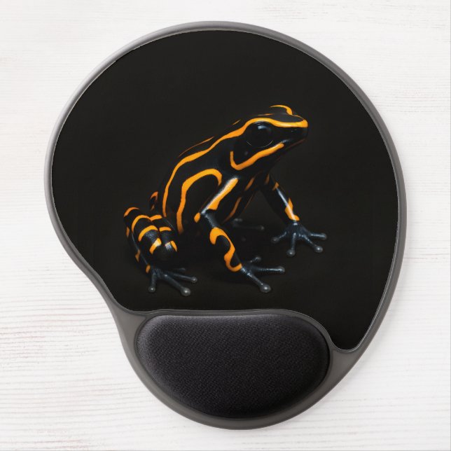 Black 4 Luxe Gel Mousepad, Black Orange Frog Mouse Pad (Front)