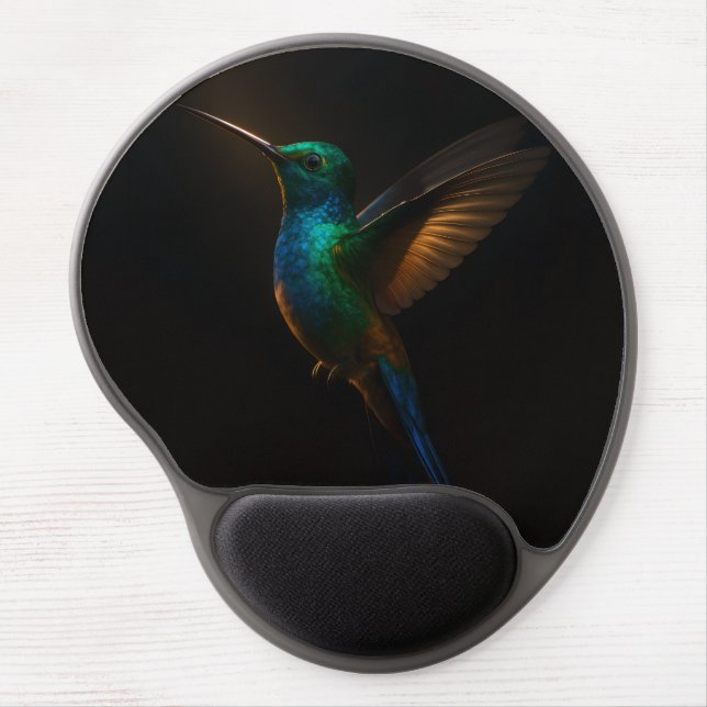 Black 4 Luxe Gel Mousepad, Flying Hummingbird Mouse Pad (Front)
