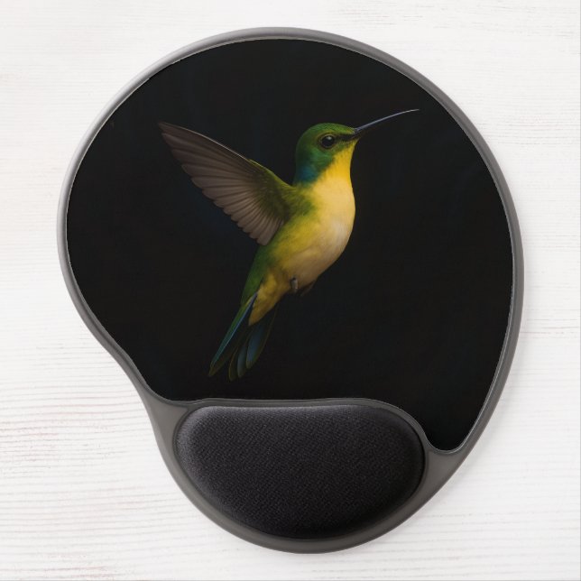 Black 4 Luxe Gel Mousepad, Flying Hummingbird Mouse Pad (Front)