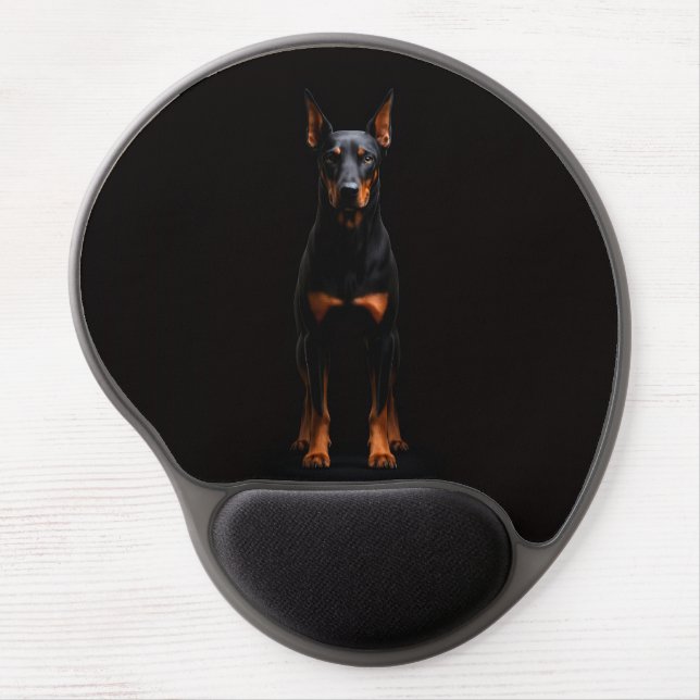 Black 4 Luxe Gel Mousepad, Guardian Doberman Dog Gel Mouse Pad (Front)