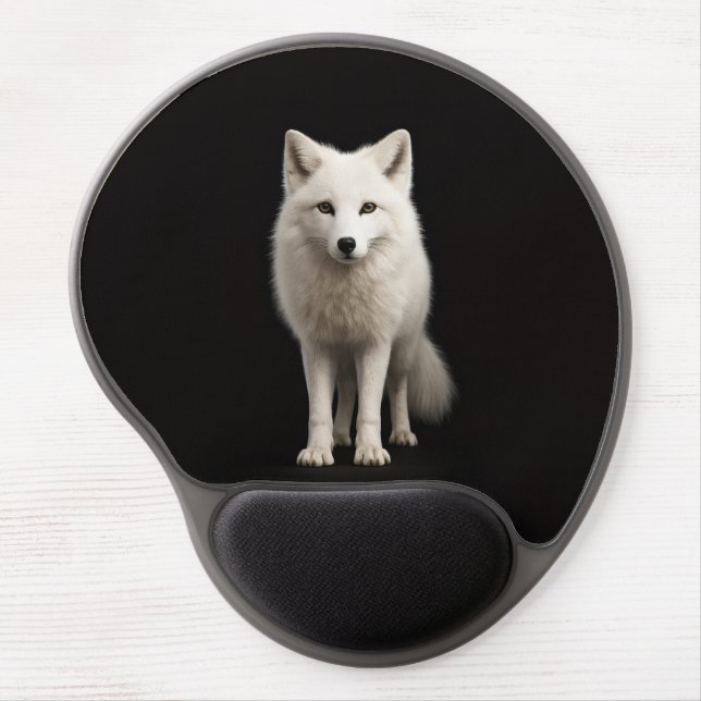 Black 4 Luxe Gel Mousepad, Ivory Arctic Fox Gel Mouse Pad (Front)