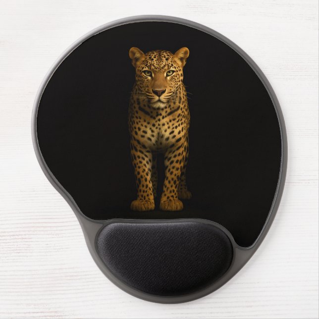 Black 4 Luxe Gel Mousepad, Majestic Leopard Mouse Pad (Front)