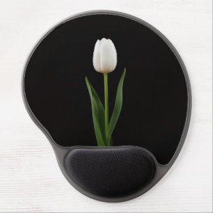 Black 4 Luxe Gel Mousepad, Pearl White Tulip Gel Mouse Pad