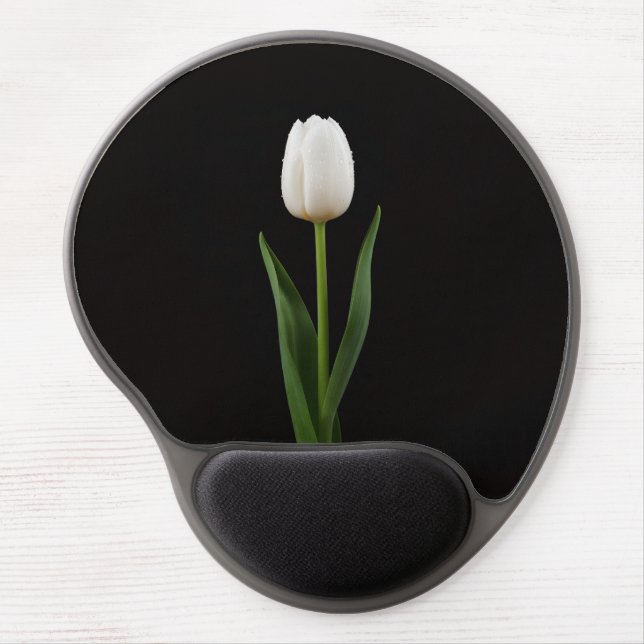 Black 4 Luxe Gel Mousepad, Pearl White Tulip Gel Mouse Pad (Front)