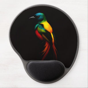 Black 4 Luxe Gel Mousepad, Rainbow Tropical Bird Mouse Pad