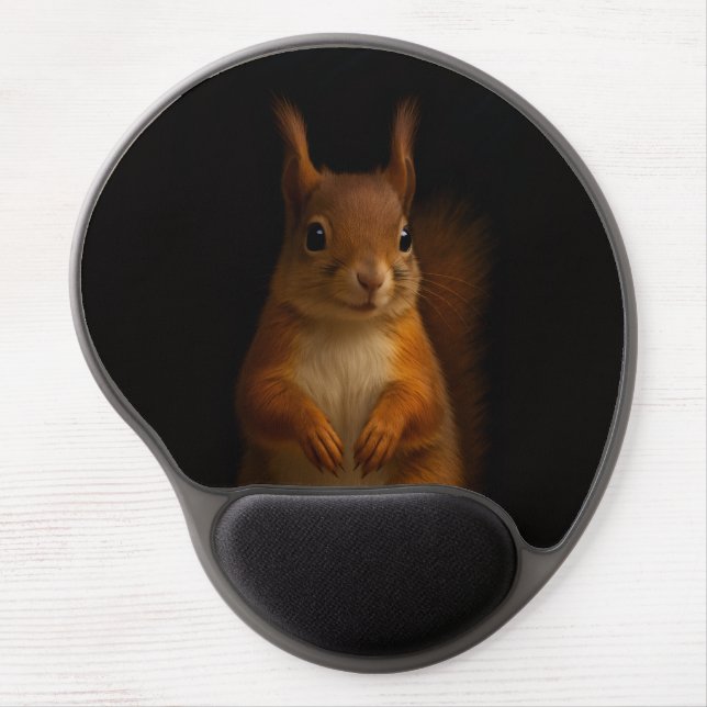 Black 4 Luxe Gel Mousepad, Red Squirrel Gel Mouse Pad (Front)