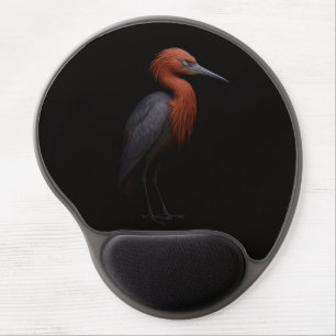 Black 4 Luxe Gel Mousepad, Reddish Egret Mouse Pad