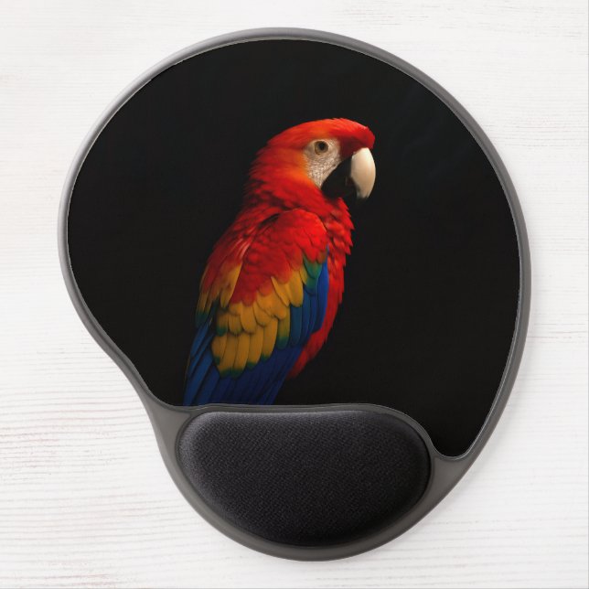 Black 4 Luxe Gel Mousepad, Scarlet Parrot Gel Mouse Pad (Front)