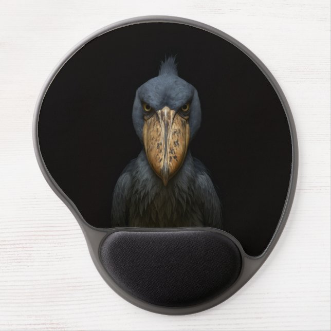Black 4 Luxe Gel Mousepad, Shoebill Exotic Bird Gel Mouse Pad (Front)